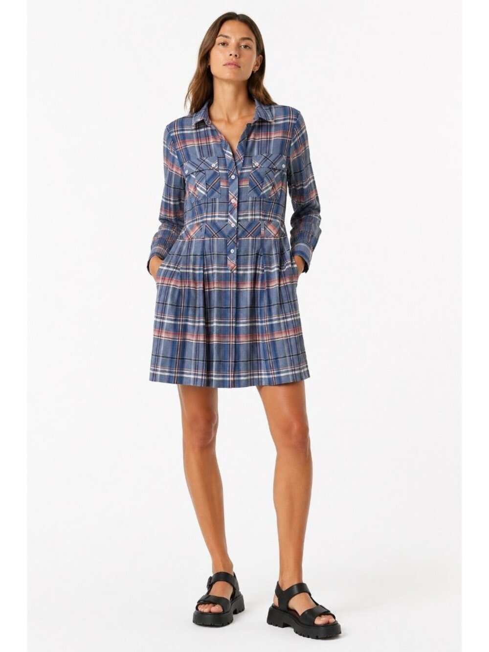 THEORY dress sundress plaid 4 summer casual cotton preppy retro coastal chic